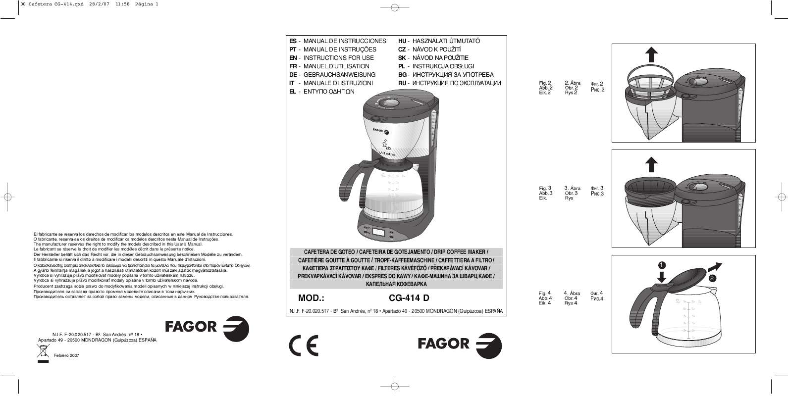 Guide utilisation FAGOR CG-414D de la marque FAGOR