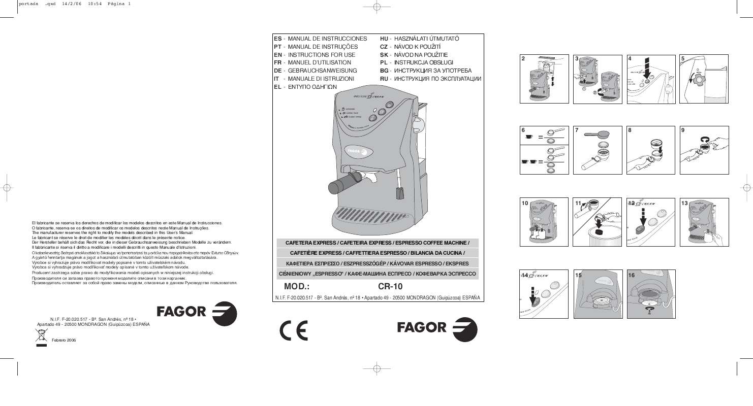 Guide utilisation FAGOR CR-10 de la marque FAGOR