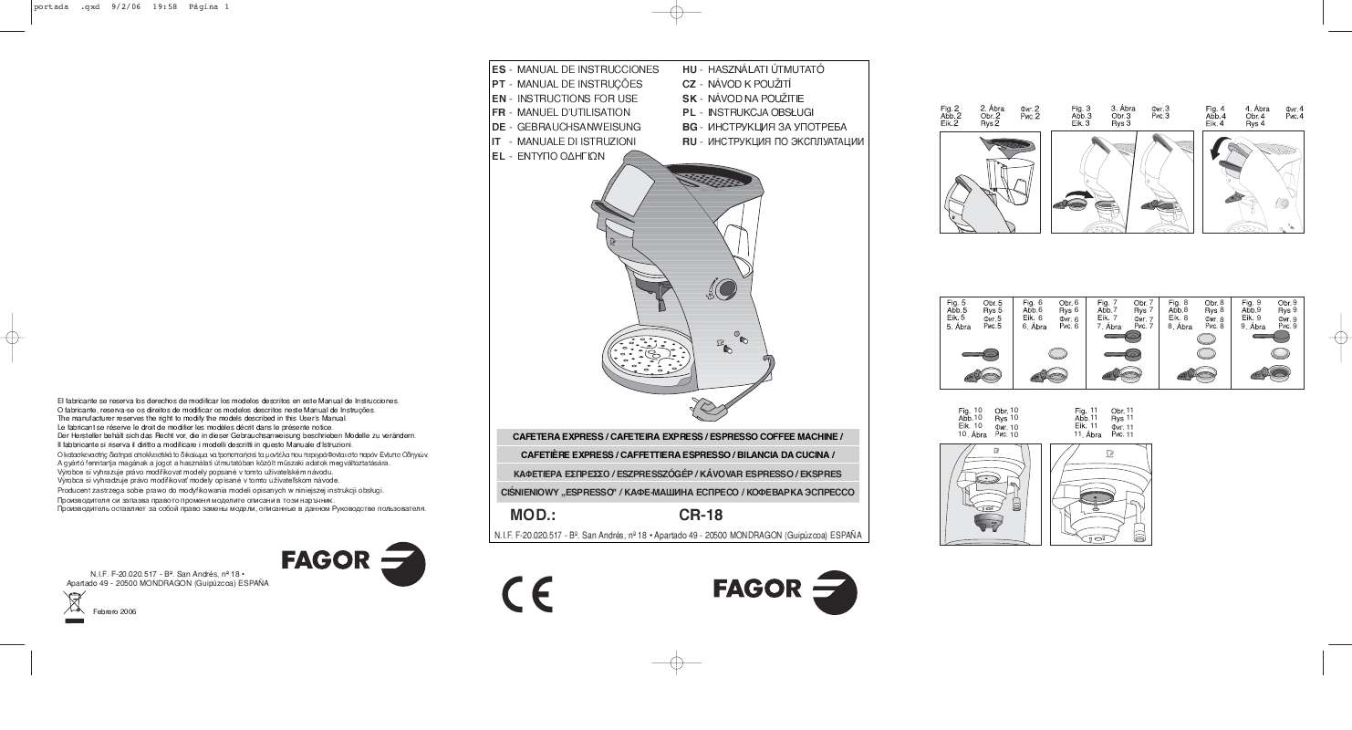 Guide utilisation FAGOR CR-18 de la marque FAGOR