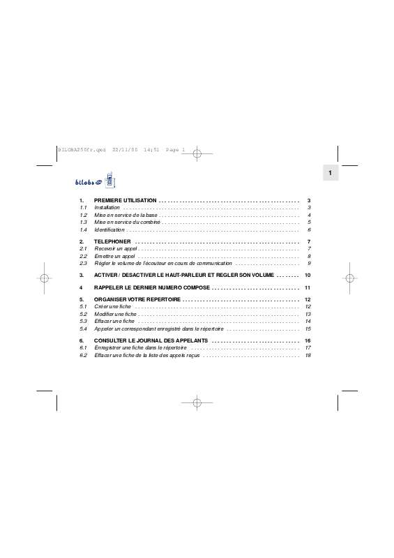 Guide utilisation  ALCATEL-LUCENT BILOBA 250  de la marque ALCATEL-LUCENT
