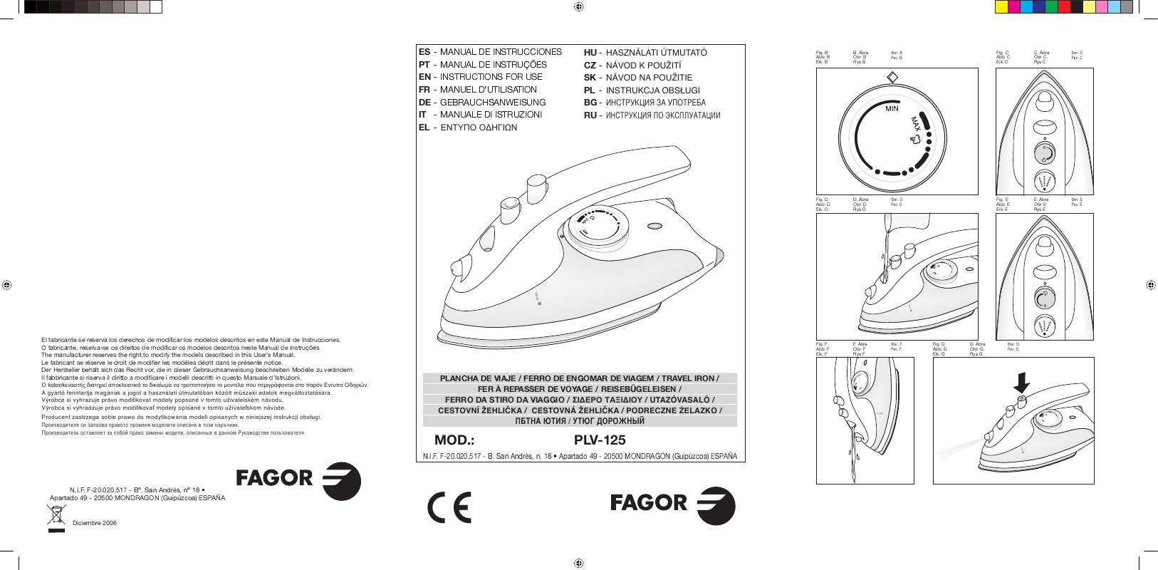 Guide utilisation FAGOR PLV-125  de la marque FAGOR
