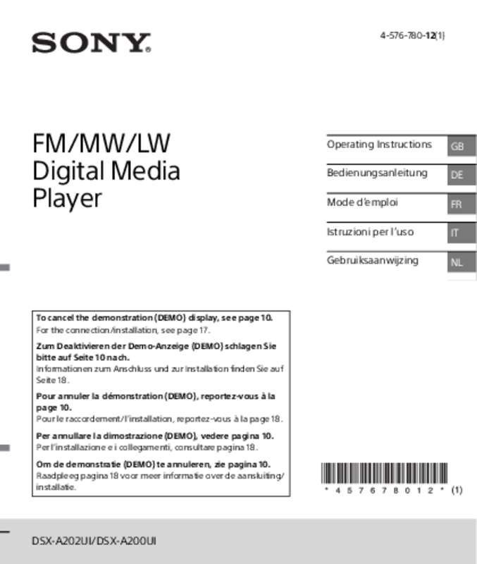 Guide utilisation SONY DSX-A200UI  de la marque SONY