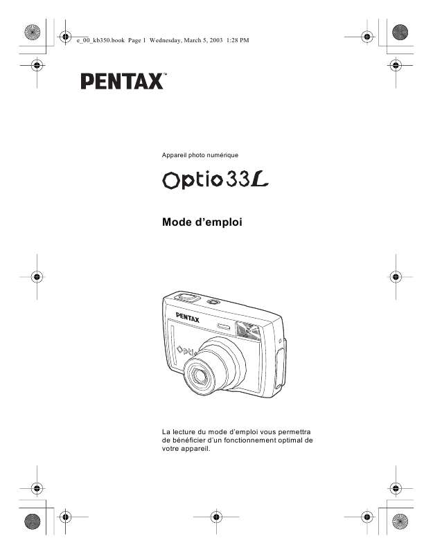 Guide utilisation PENTAX OPTIO 33L  de la marque PENTAX