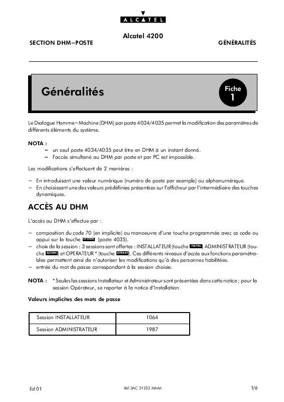 Guide utilisation  ALCATEL-LUCENT 4200  de la marque ALCATEL-LUCENT