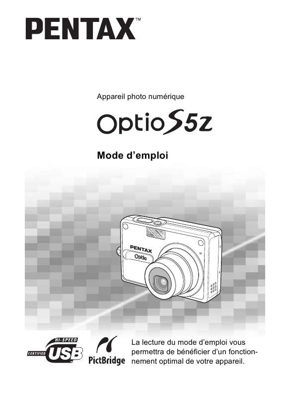 Guide utilisation PENTAX OPTIO S5Z  de la marque PENTAX