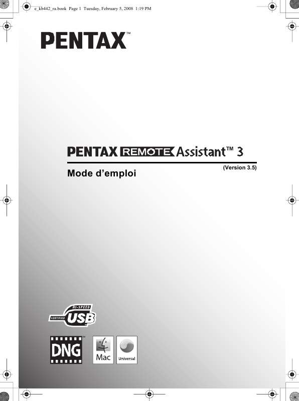 Guide utilisation PENTAX REMOTE ASSISTANT  de la marque PENTAX