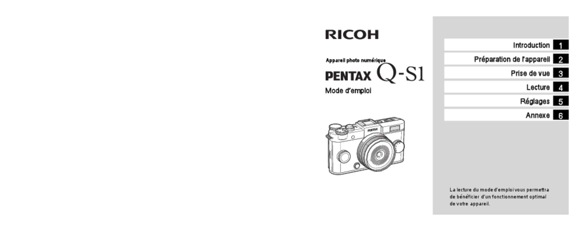 Guide utilisation PENTAX Q-S1  de la marque PENTAX
