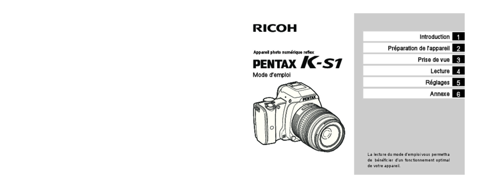 Guide utilisation PENTAX K-S1  de la marque PENTAX