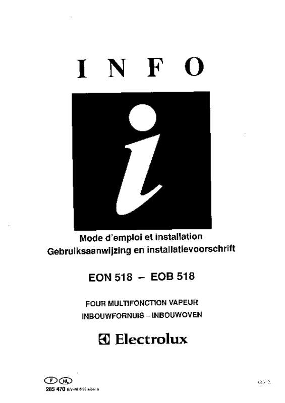 Guide utilisation ELECTROLUX EOB 518 X de la marque ELECTROLUX