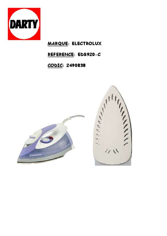 Guide utilisation ELECTROLUX EDB920C  de la marque ELECTROLUX