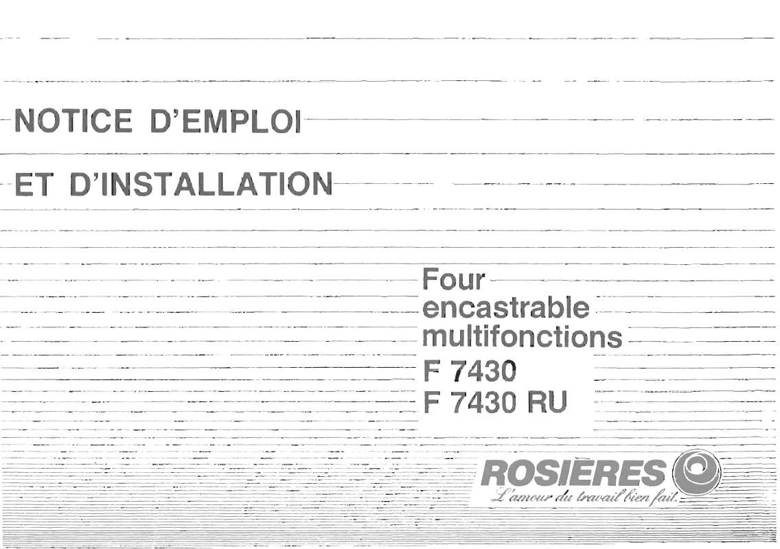 Guide utilisation ROSIERES F 7430 de la marque ROSIERES