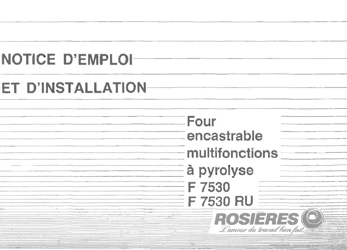 Guide utilisation ROSIERES F 7530 de la marque ROSIERES