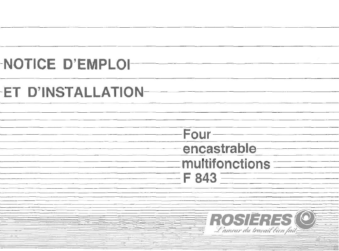 Guide utilisation ROSIERES F 843 de la marque ROSIERES