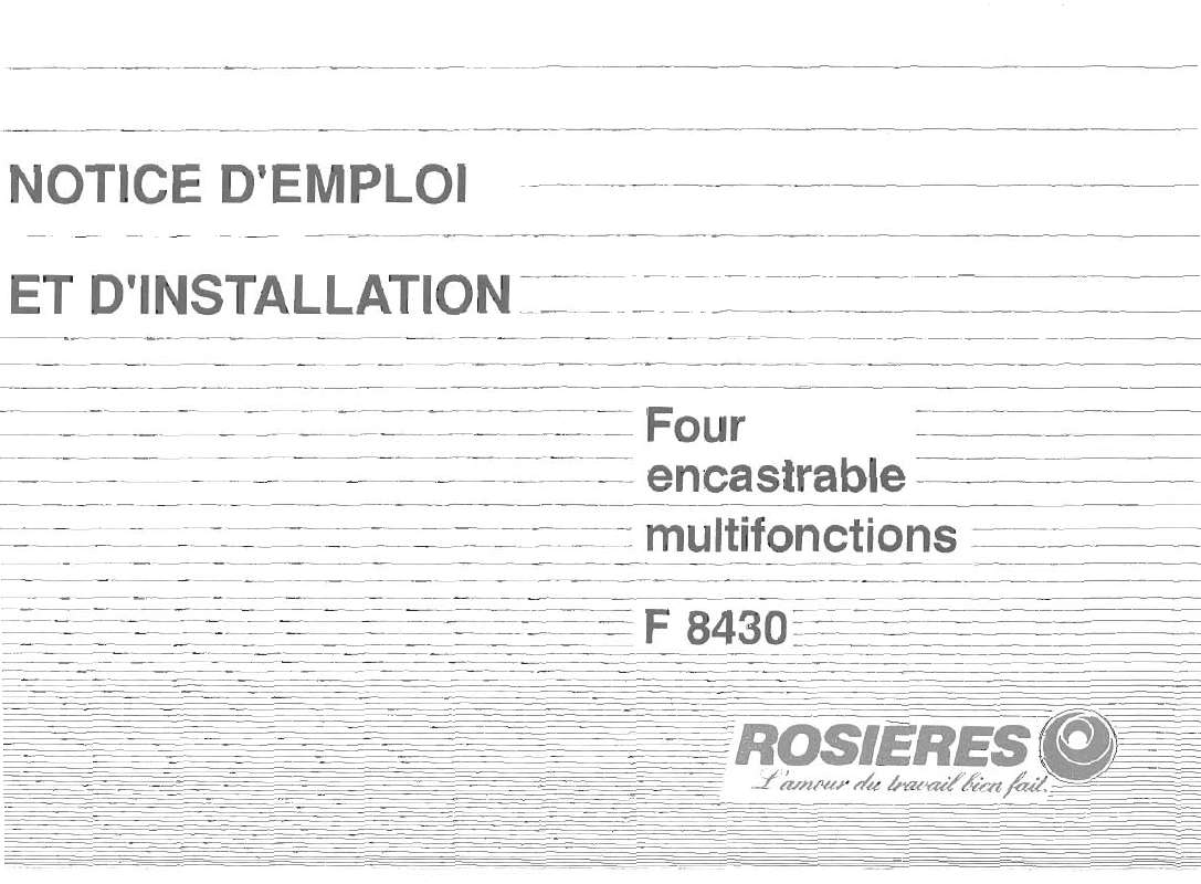 Guide utilisation ROSIERES F 8430 de la marque ROSIERES