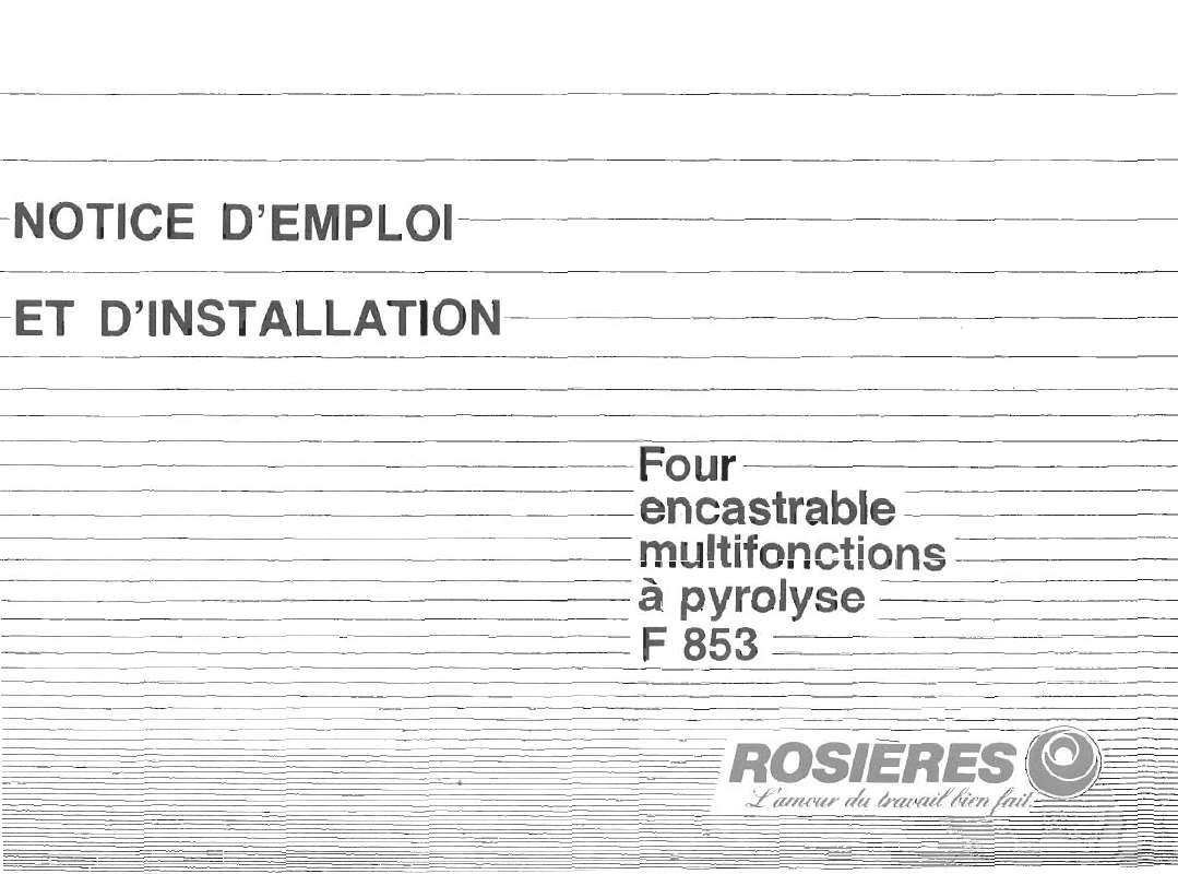 Guide utilisation ROSIERES F 853 de la marque ROSIERES