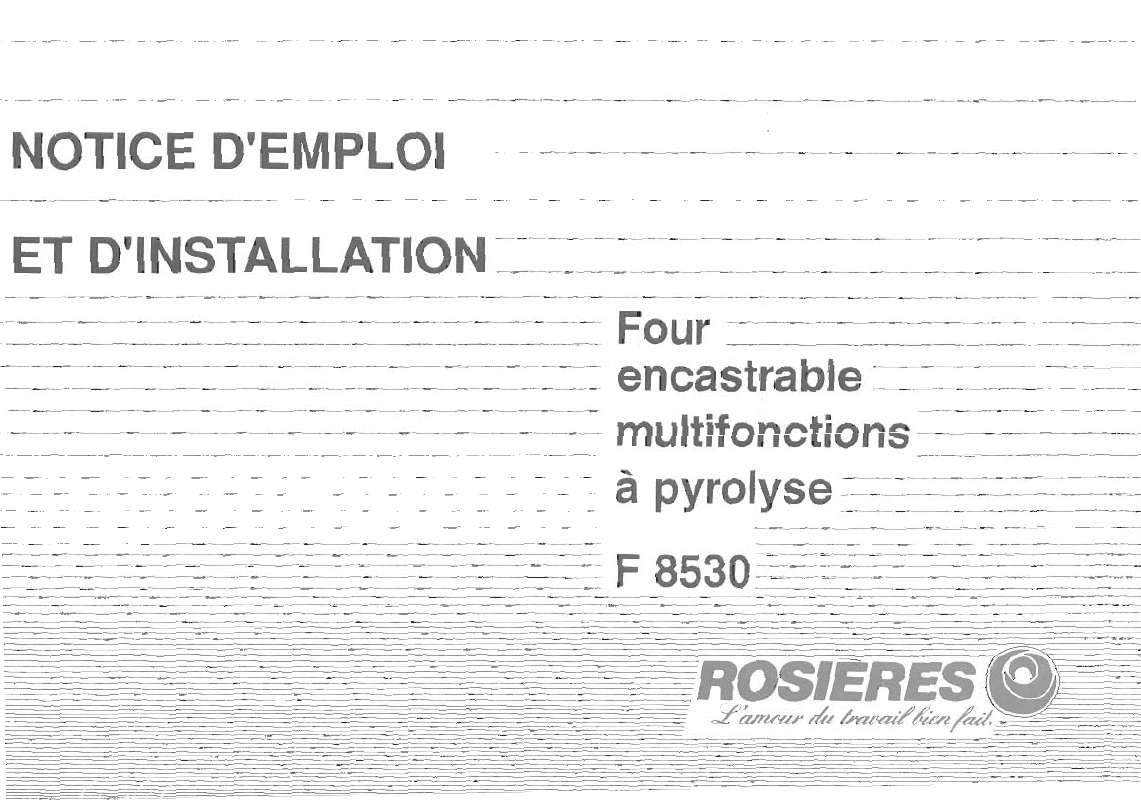 Guide utilisation ROSIERES F 8530 de la marque ROSIERES