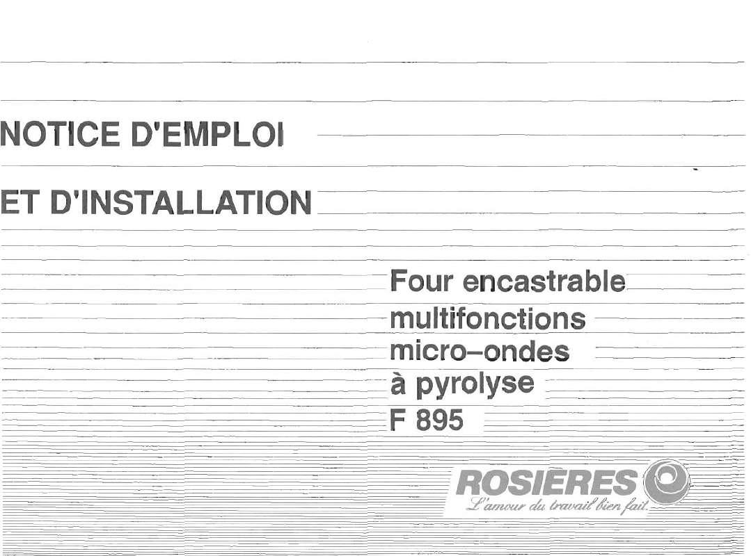 Guide utilisation ROSIERES F 895 de la marque ROSIERES