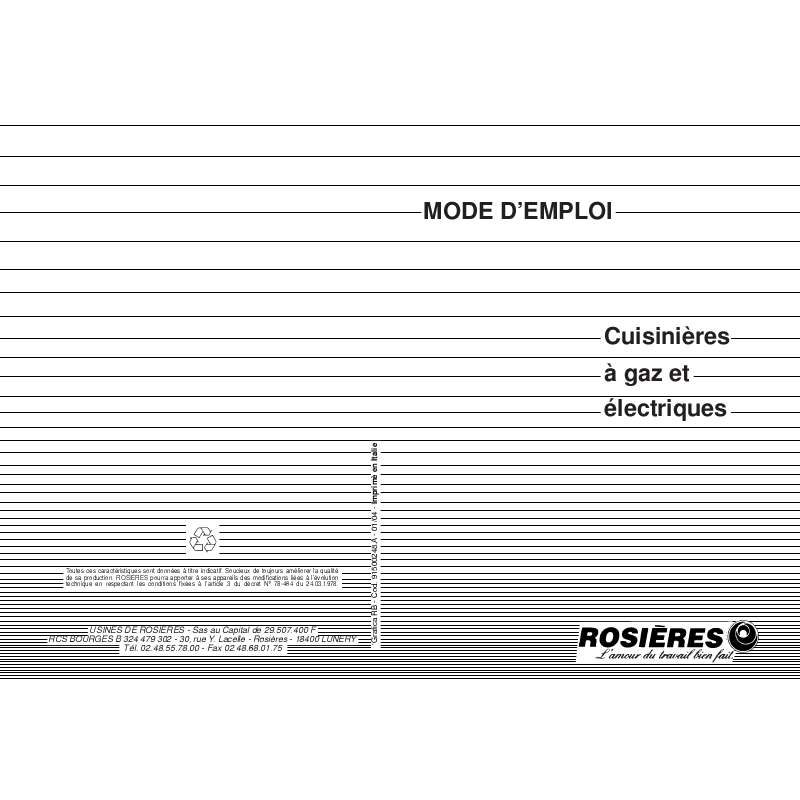 Guide utilisation ROSIERES RCV 5377 RB de la marque ROSIERES