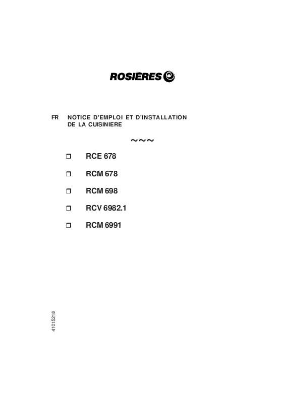 Guide utilisation ROSIERES RCV 6982.1 de la marque ROSIERES