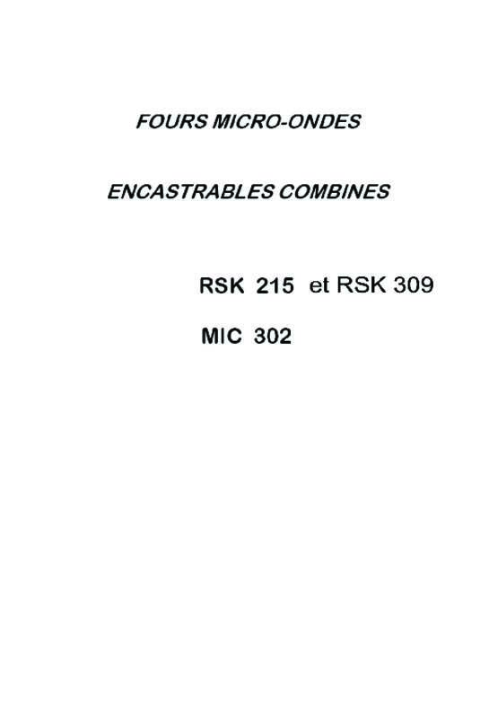 Guide utilisation ROSIERES RSK309 de la marque ROSIERES