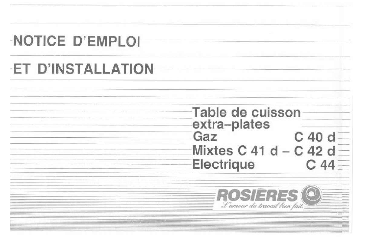 Guide utilisation ROSIERES C 40 D de la marque ROSIERES