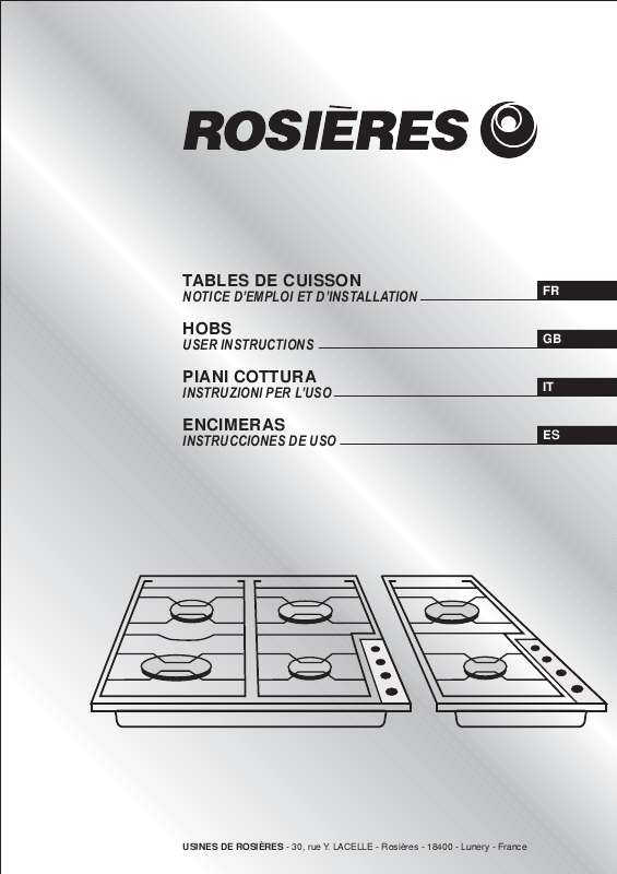 Guide utilisation ROSIERES TCS 40 IN de la marque ROSIERES