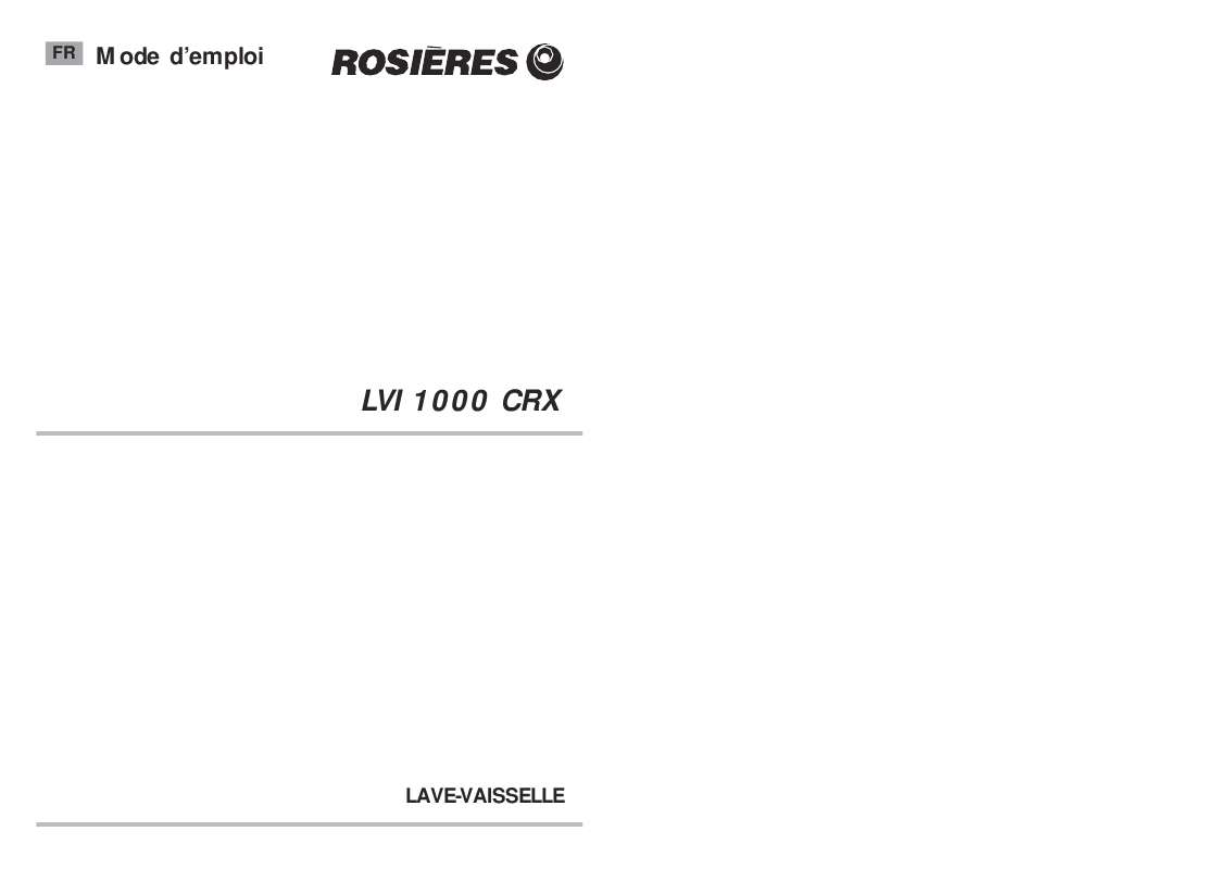 Guide utilisation ROSIERES LVI 1000 CRX de la marque ROSIERES