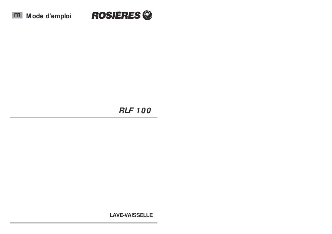 Guide utilisation ROSIERES RLF 1001 de la marque ROSIERES