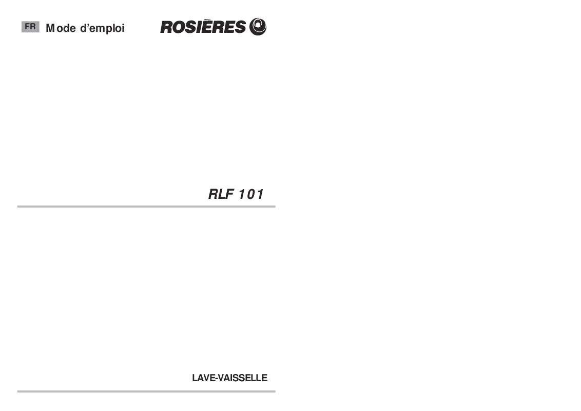 Guide utilisation ROSIERES RLF 101 de la marque ROSIERES