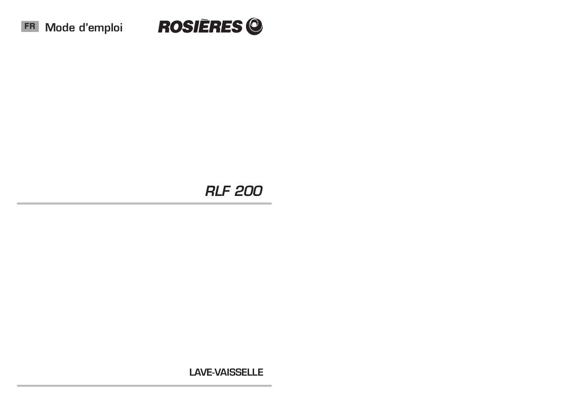 Guide utilisation ROSIERES RLF 200 de la marque ROSIERES
