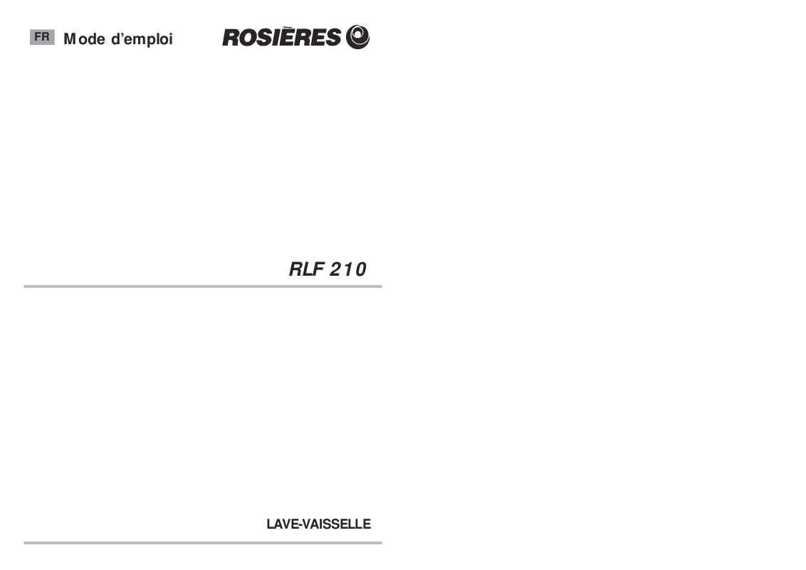 Guide utilisation ROSIERES RLF 210 de la marque ROSIERES