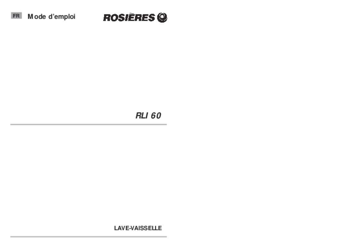 Guide utilisation ROSIERES RLI60 de la marque ROSIERES