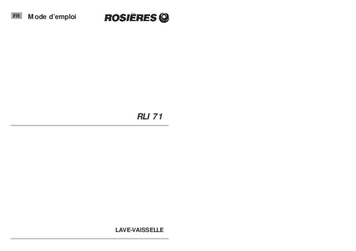 Guide utilisation ROSIERES RLI71 de la marque ROSIERES