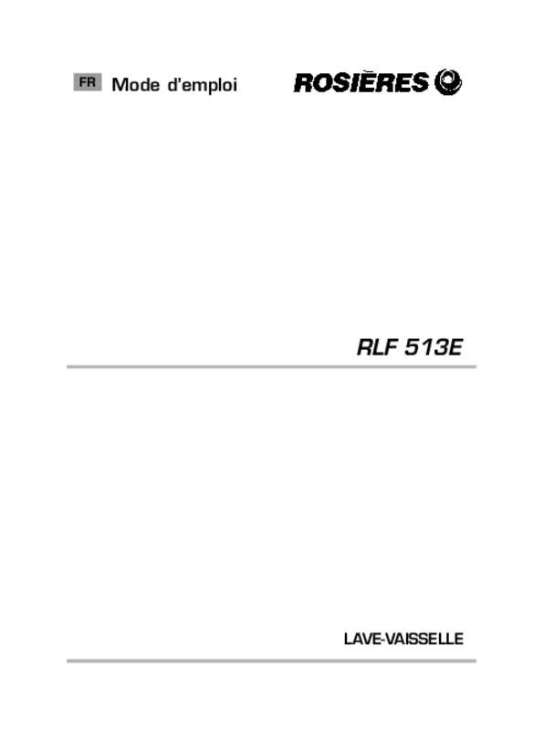 Guide utilisation ROSIERES RLF513E de la marque ROSIERES