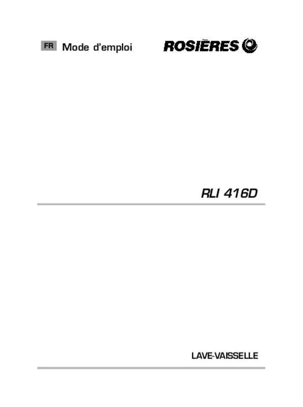 Guide utilisation ROSIERES RLI 416D de la marque ROSIERES