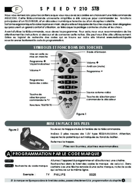 Guide utilisation MELICONI SPEEDY 210 COMBO  de la marque MELICONI