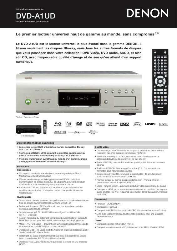 Guide utilisation DENON DVD-A1UD  de la marque DENON