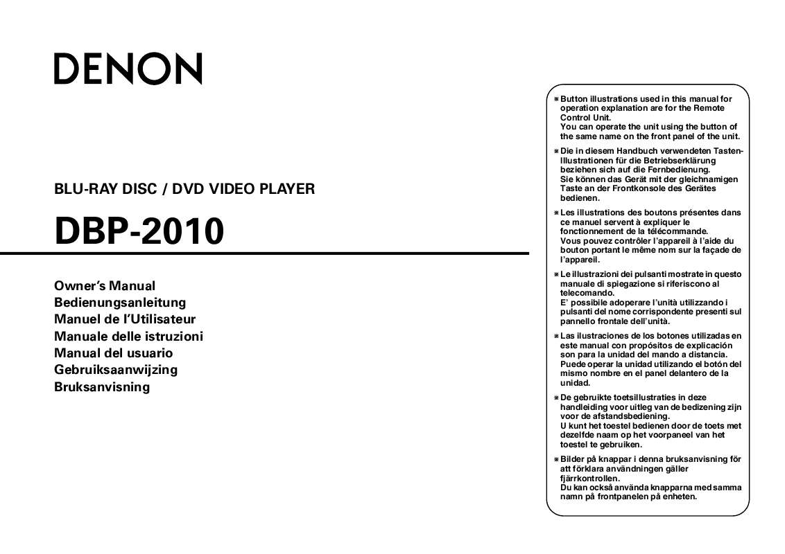 Guide utilisation DENON DBP-2010  de la marque DENON
