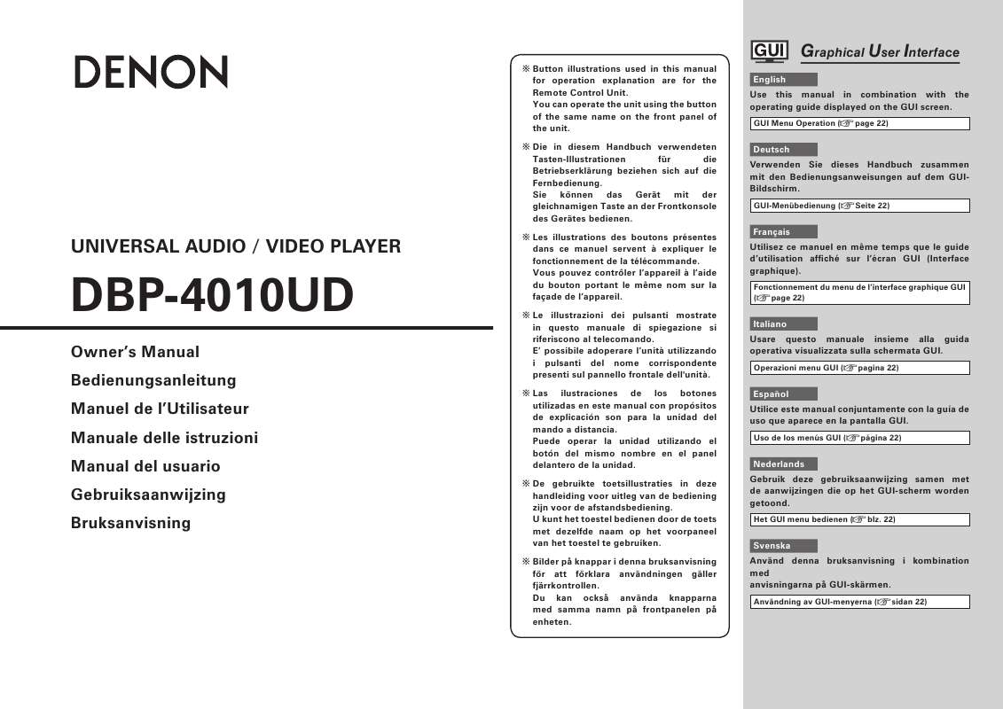 Guide utilisation DENON DBP-4010UD  de la marque DENON
