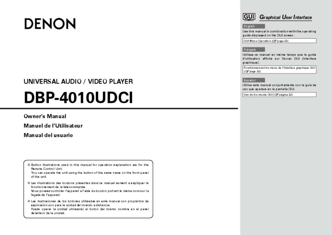 Guide utilisation DENON DBP-4010UDCI  de la marque DENON