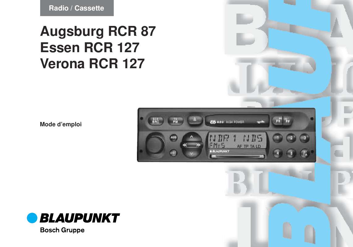 Guide utilisation BLAUPUNKT AUGSBURG RCR 87  de la marque BLAUPUNKT