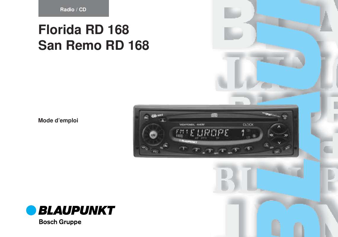Guide utilisation BLAUPUNKT FLORIDA RD 168  de la marque BLAUPUNKT