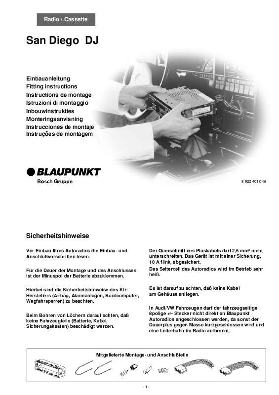 Guide utilisation BLAUPUNKT SAN DIEGO DJ  de la marque BLAUPUNKT