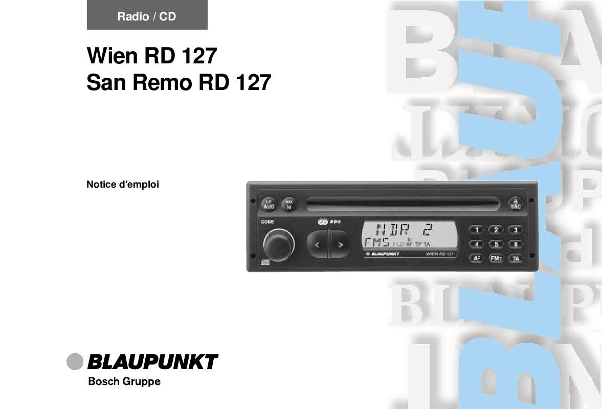 Guide utilisation BLAUPUNKT SAN REMO RD 127  de la marque BLAUPUNKT
