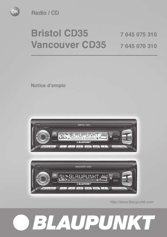 Guide utilisation BLAUPUNKT VANCOUVER CD35  de la marque BLAUPUNKT