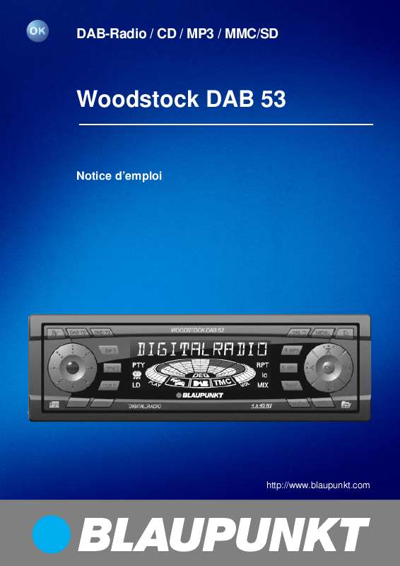 Guide utilisation BLAUPUNKT WOODSTOCK DAB 53  de la marque BLAUPUNKT