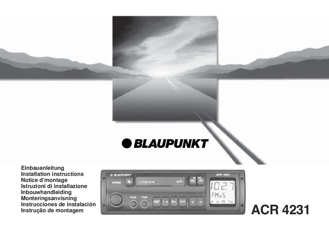 Guide utilisation BLAUPUNKT ACR 4231 QO  de la marque BLAUPUNKT