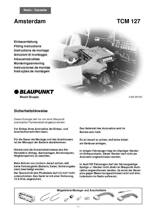 Guide utilisation BLAUPUNKT AMSTERDAM TCM 127  de la marque BLAUPUNKT