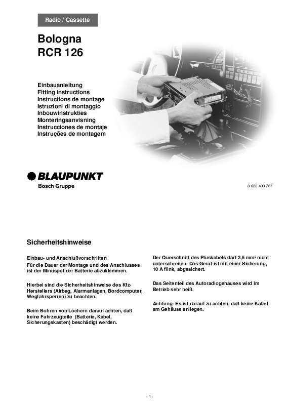 Guide utilisation BLAUPUNKT BOLOGNA RCR126  de la marque BLAUPUNKT