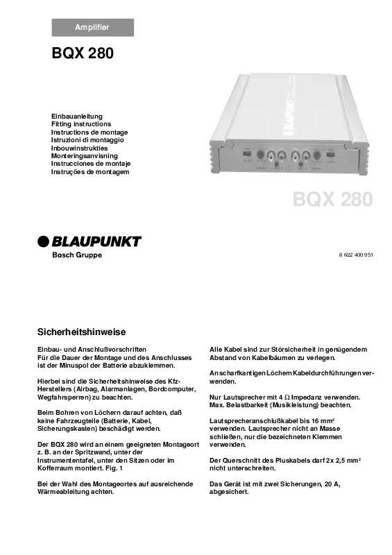 Guide utilisation BLAUPUNKT BQX 280 2  de la marque BLAUPUNKT